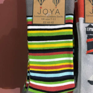 Mens Bamboo Socks - Green multi stripe