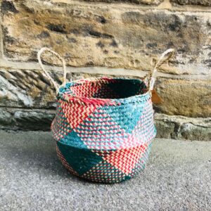 Seagrass Basket - Red and Teal (Large)
