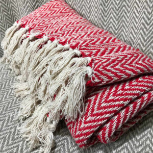 Cotton Handloom Throw - Red